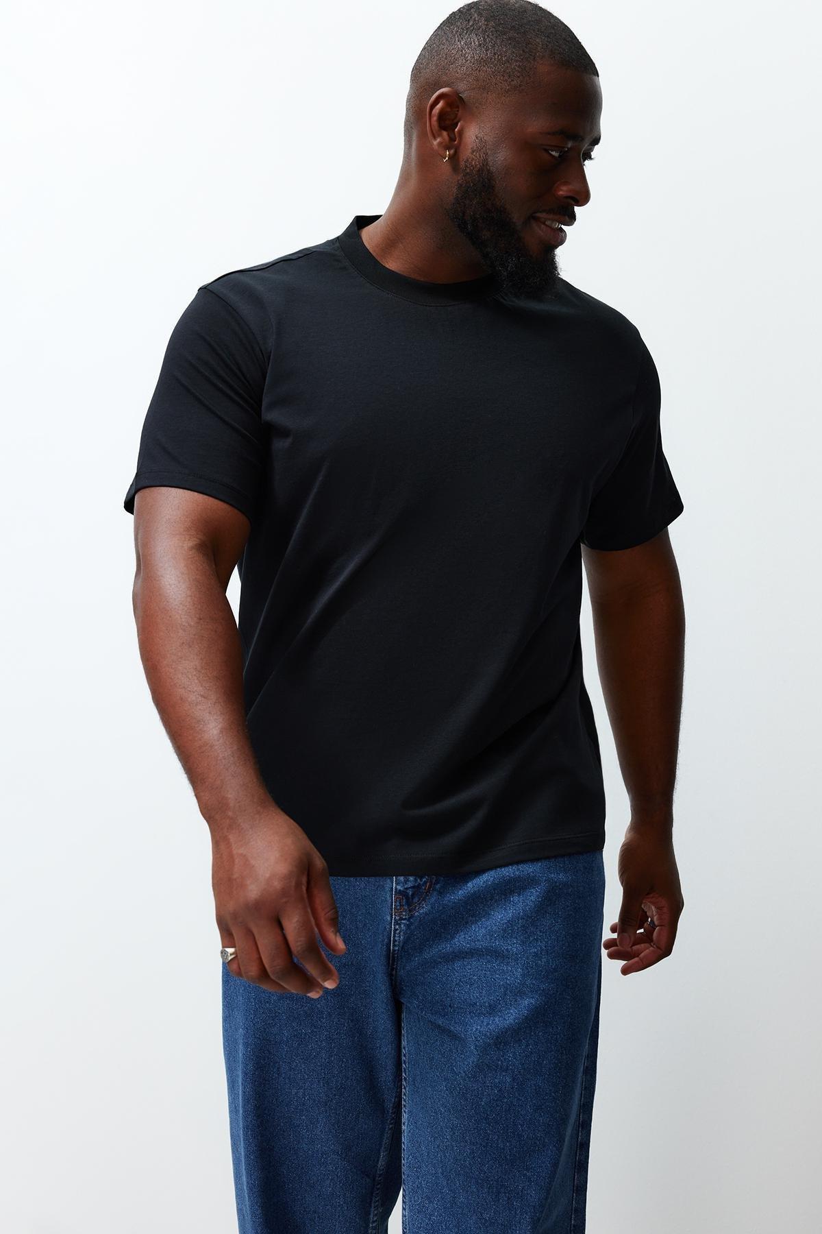 Black Regular Plus Size T-Shirt, C101_7009, large image number 4