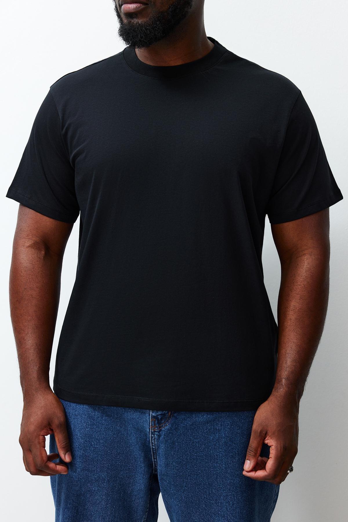 Black Regular Plus Size T-Shirt, C101_7009, large image number 6