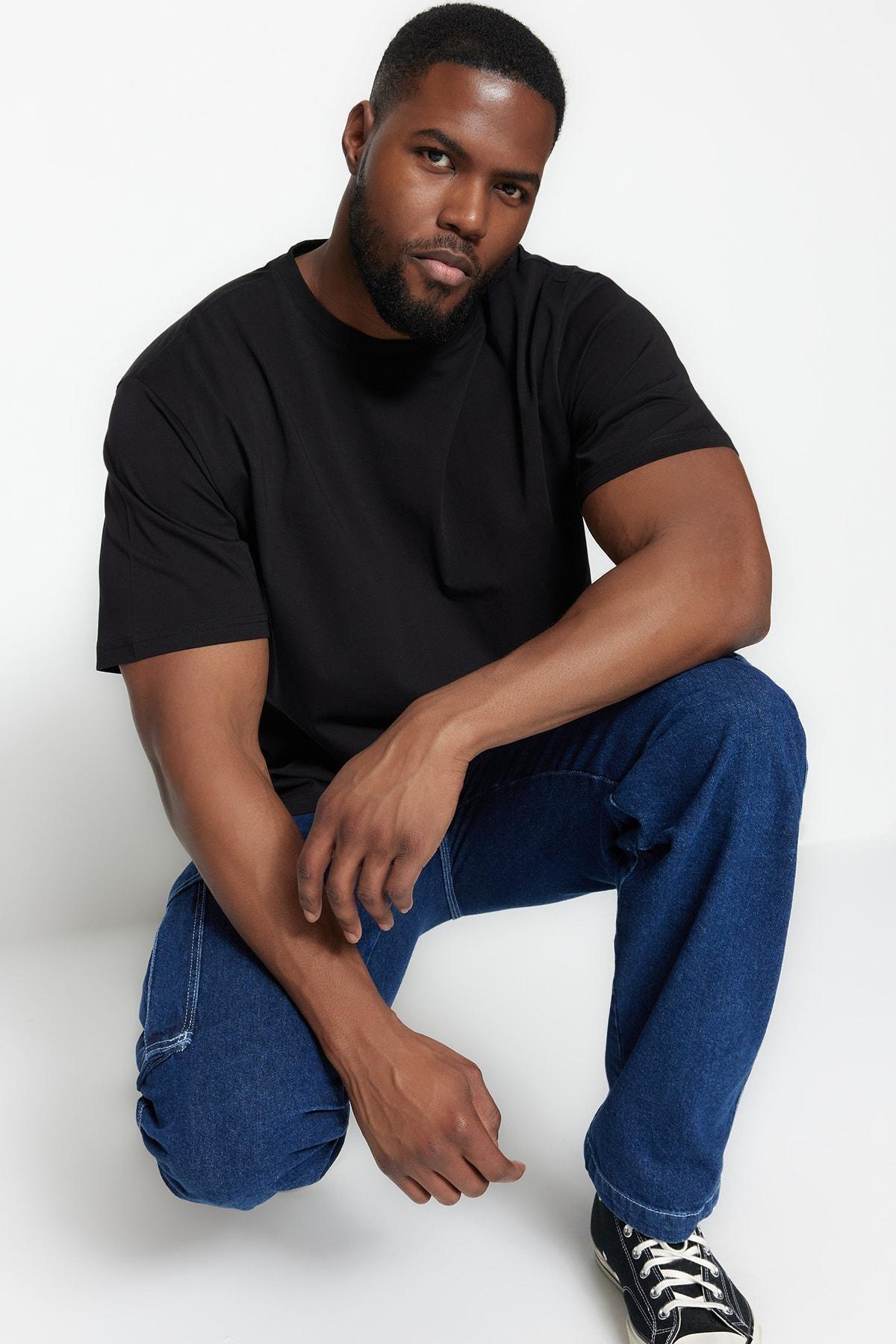 Black Regular Plus Size T-Shirt, C101_7009, large image number 7