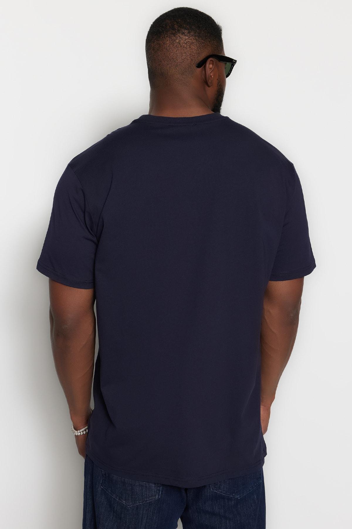 Trendyol - Navy Plus Size T-Shirt