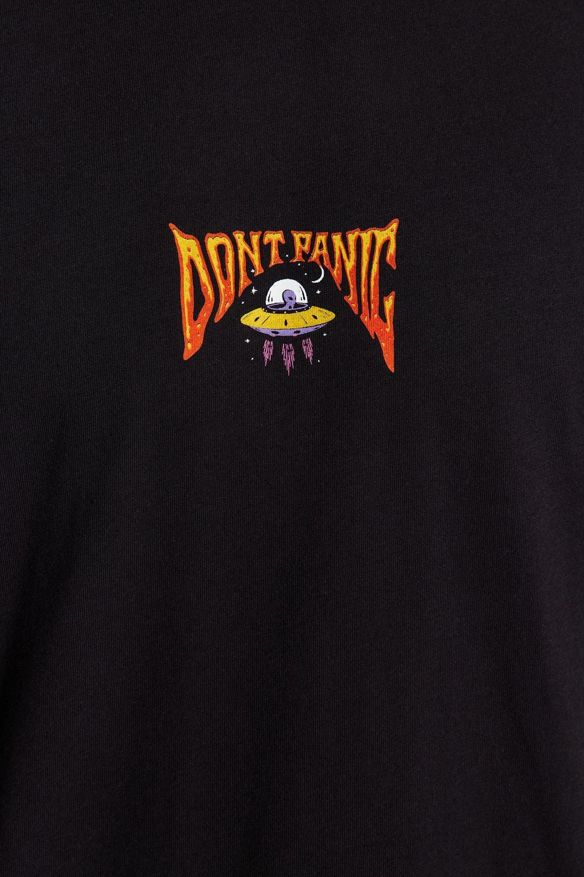 Black Printed Oversize T-Shirt, , large image number 3