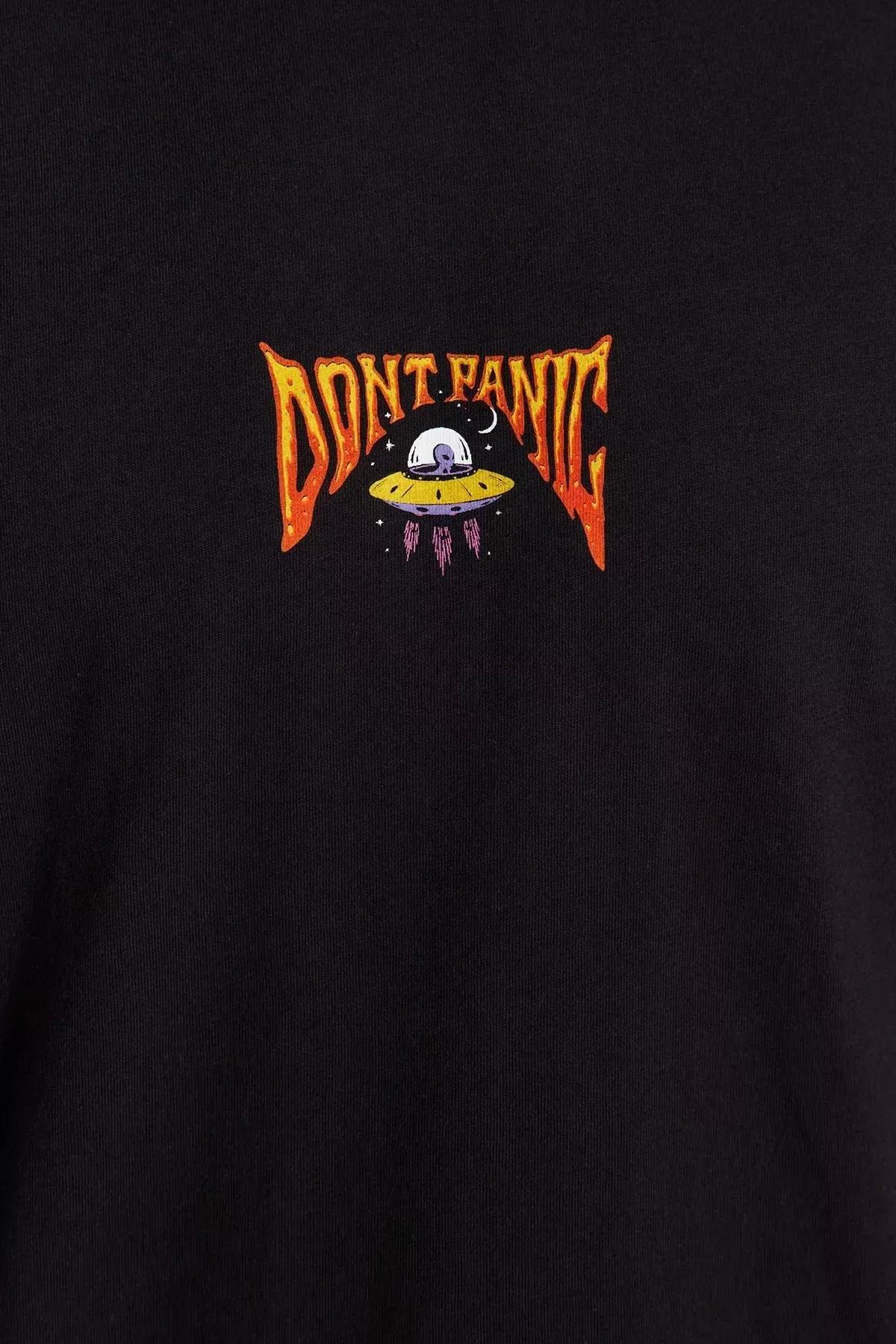 Black Printed Oversize T-Shirt, Black, large image number 3