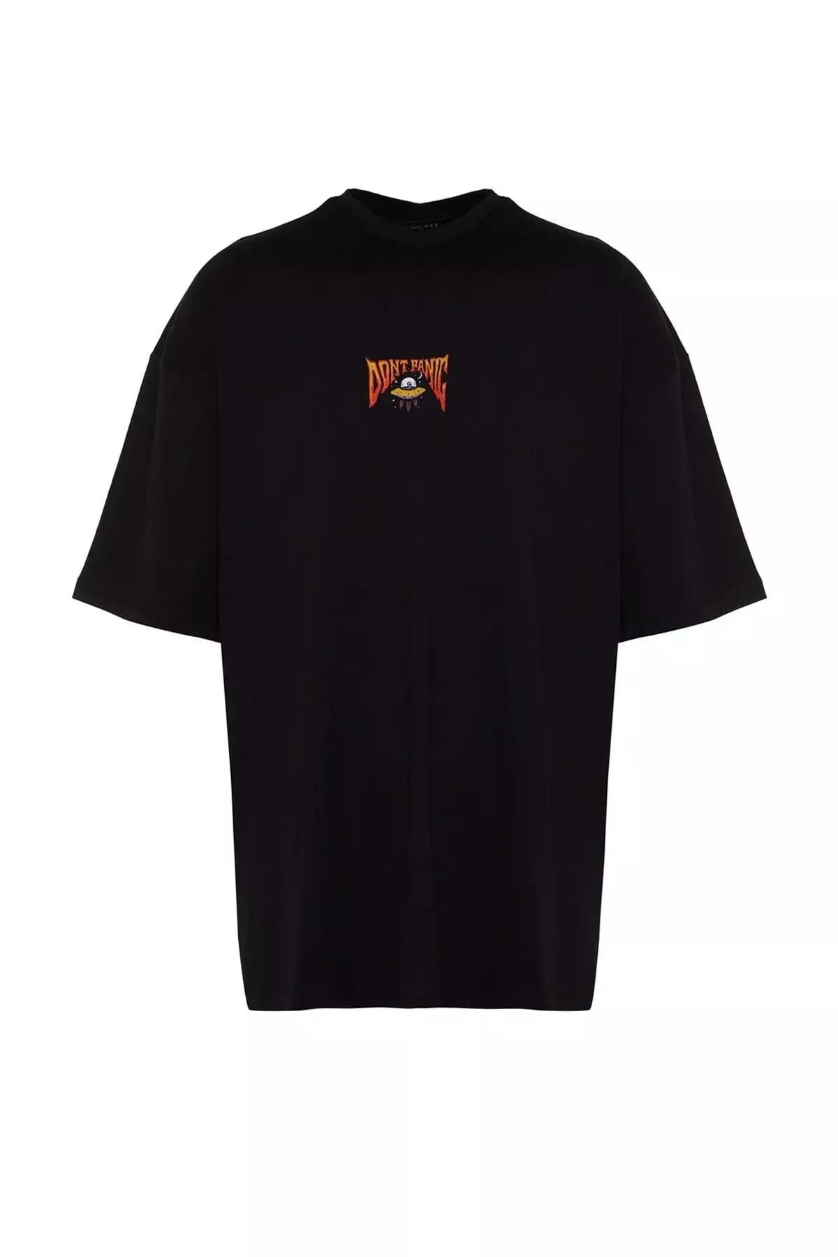Black Printed Oversize T-Shirt, , large image number 7