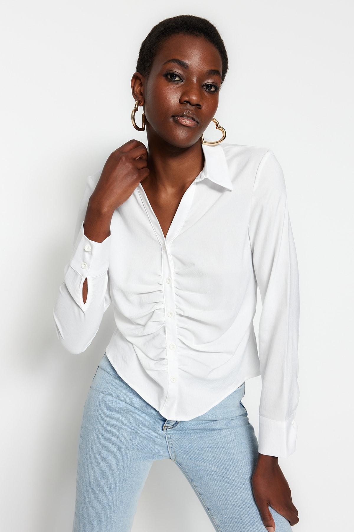 White Fitted Shirt, White, medium
