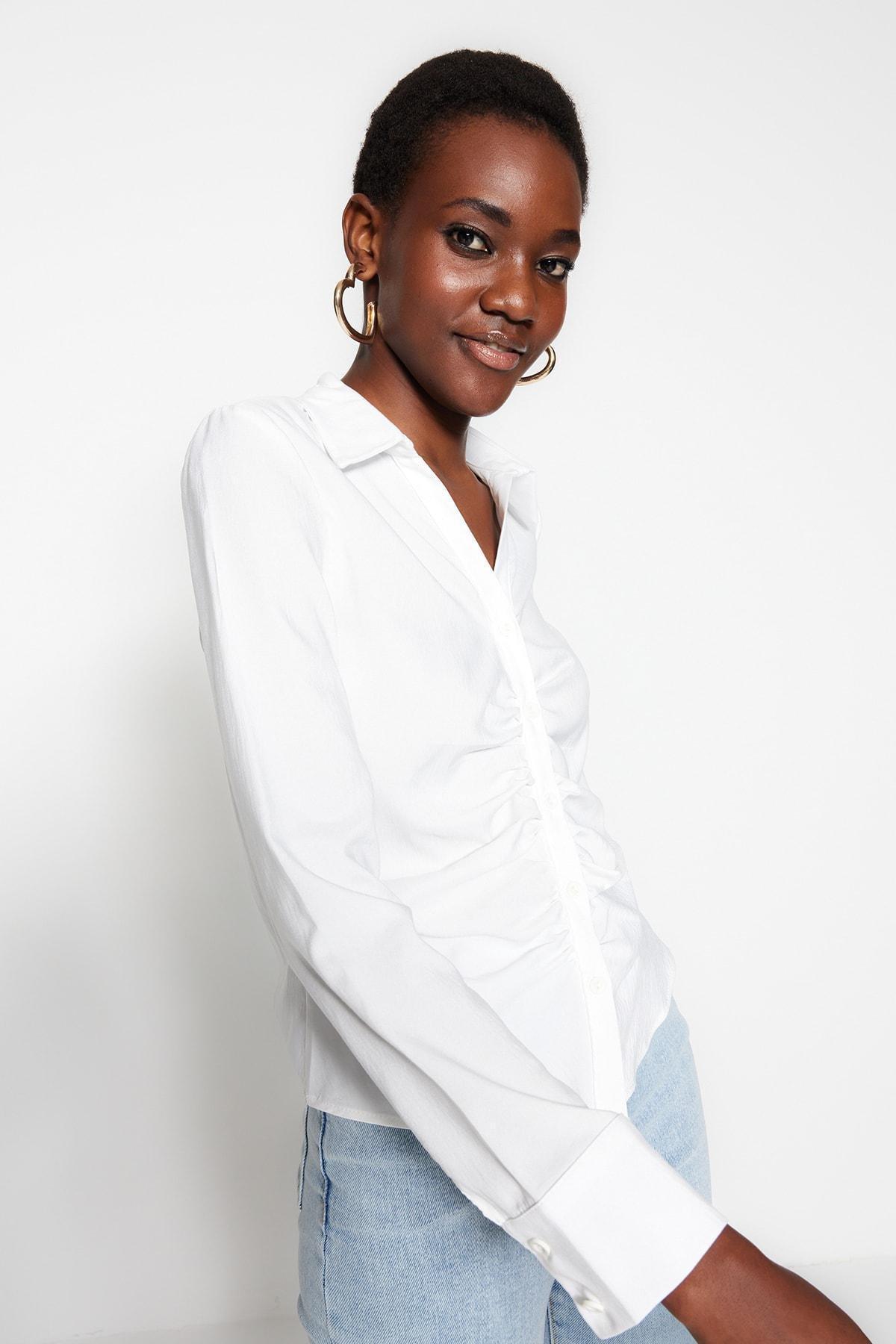 White Fitted Shirt, White, large image number 1