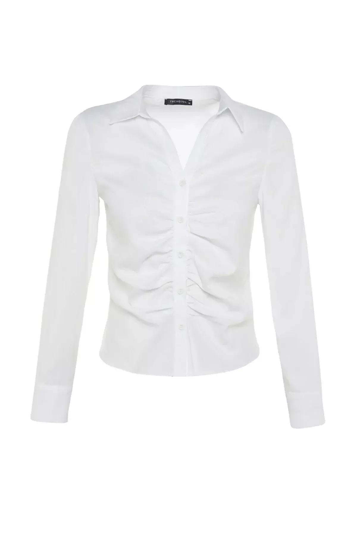 قميص بقصة ضيقة، أبيض, White, large image number 5