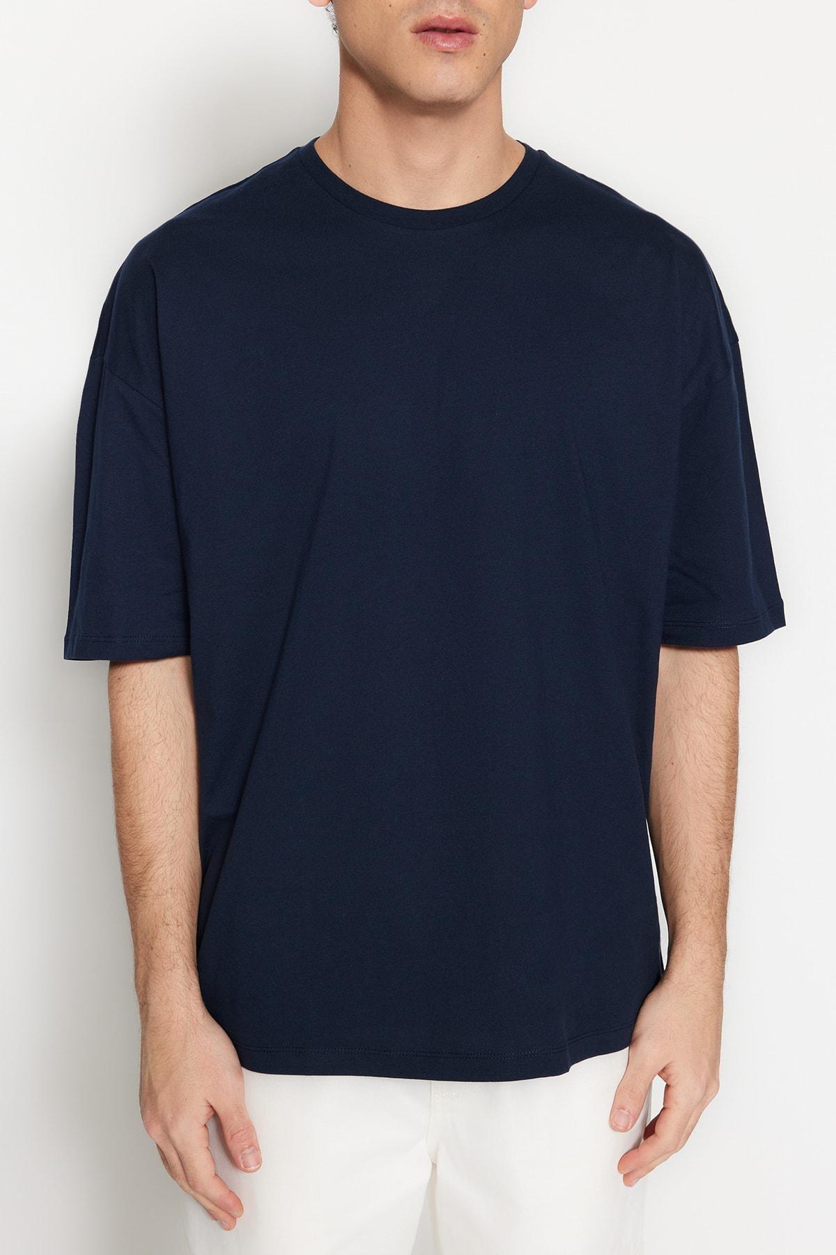 Navy Printed Oversize T-Shirt, , large image number 2