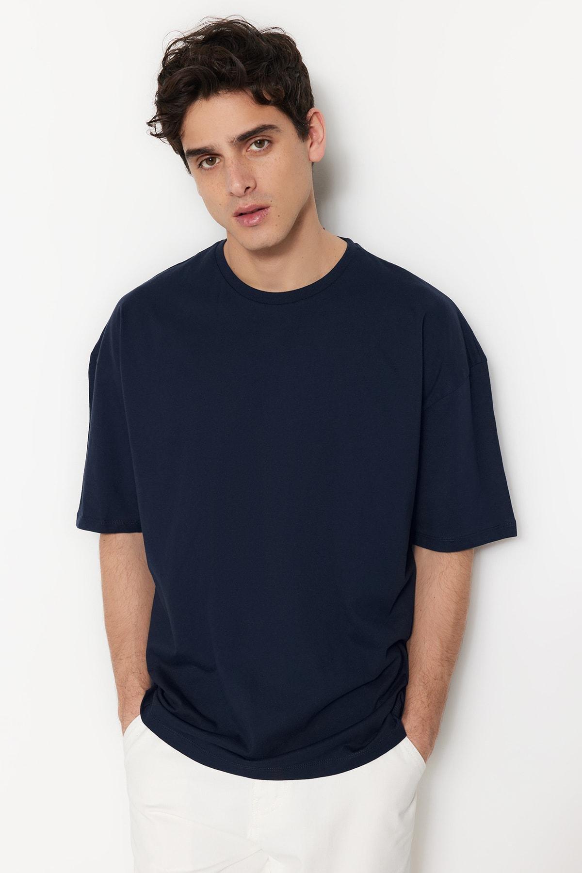 Navy Printed Oversize T-Shirt, , large image number 5