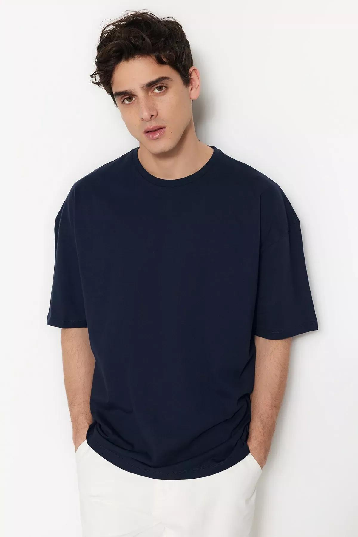 Navy Printed Oversize T-Shirt, Dark blue, large image number 10