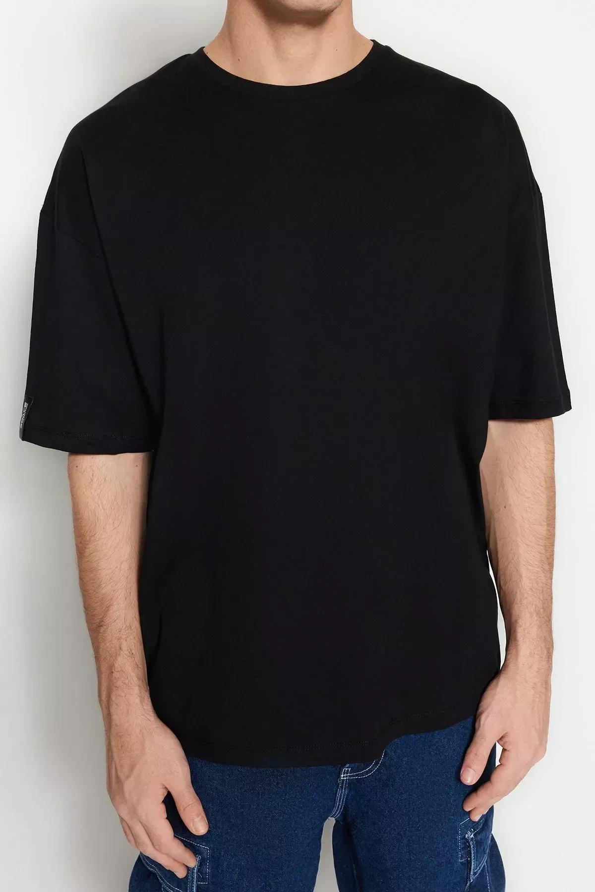 Black Printed Oversize T-Shirt, Black, large image number 2