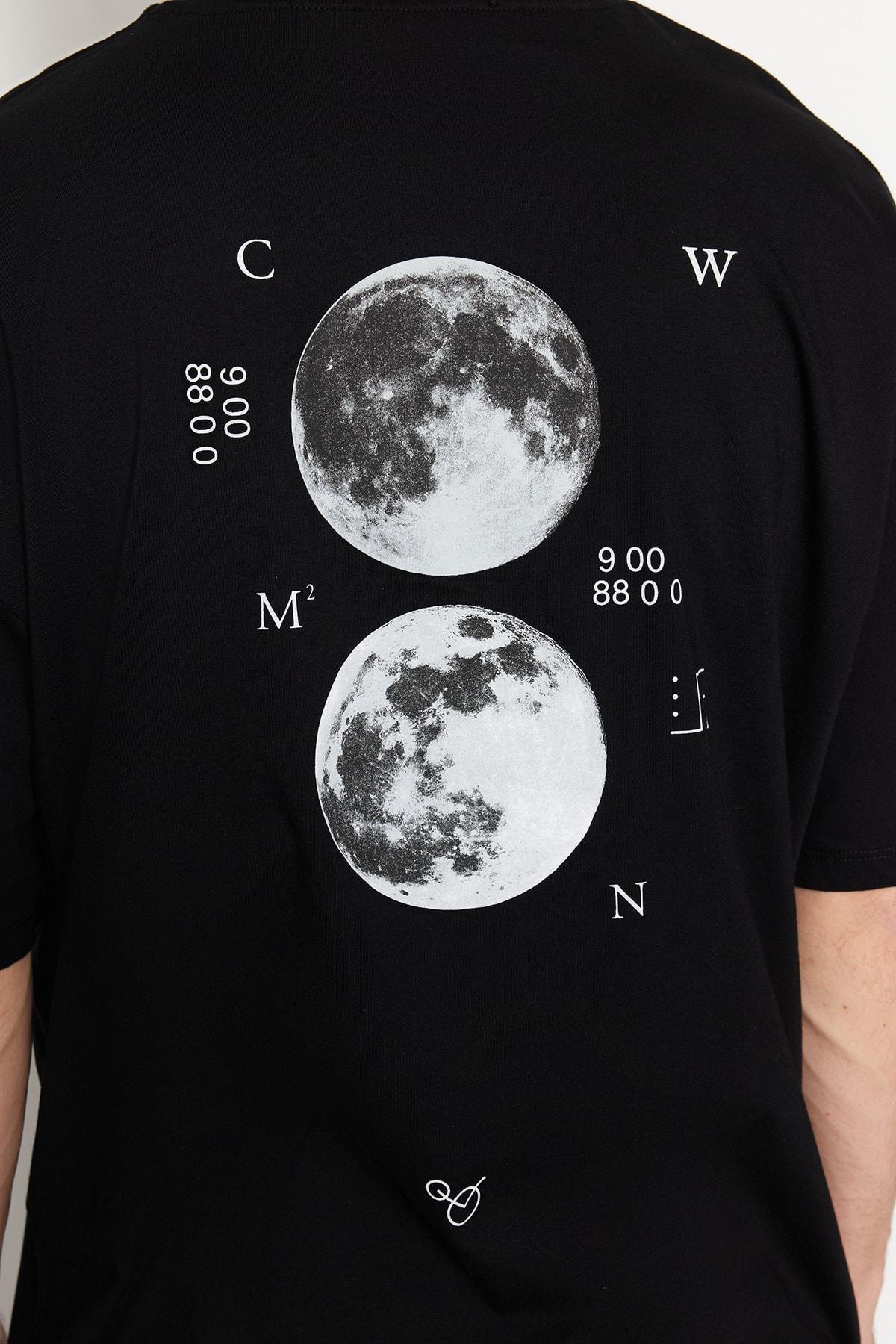 Black Printed Oversize T-Shirt, , large image number 4