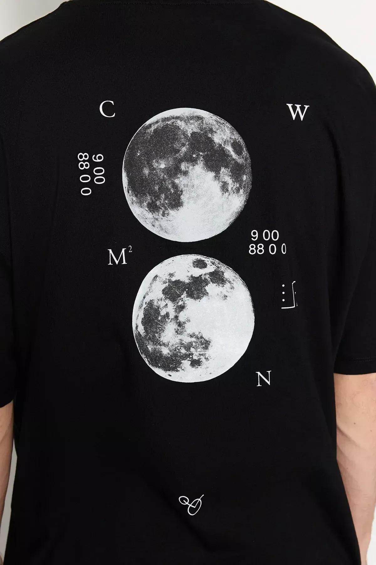 Black Printed Oversize T-Shirt, Black, large image number 4