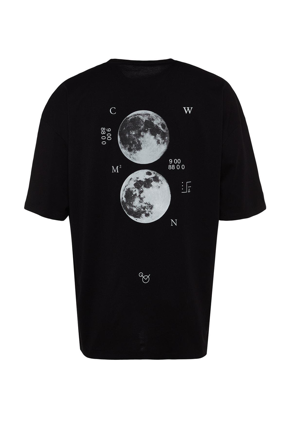 Black Printed Oversize T-Shirt, , large image number 5