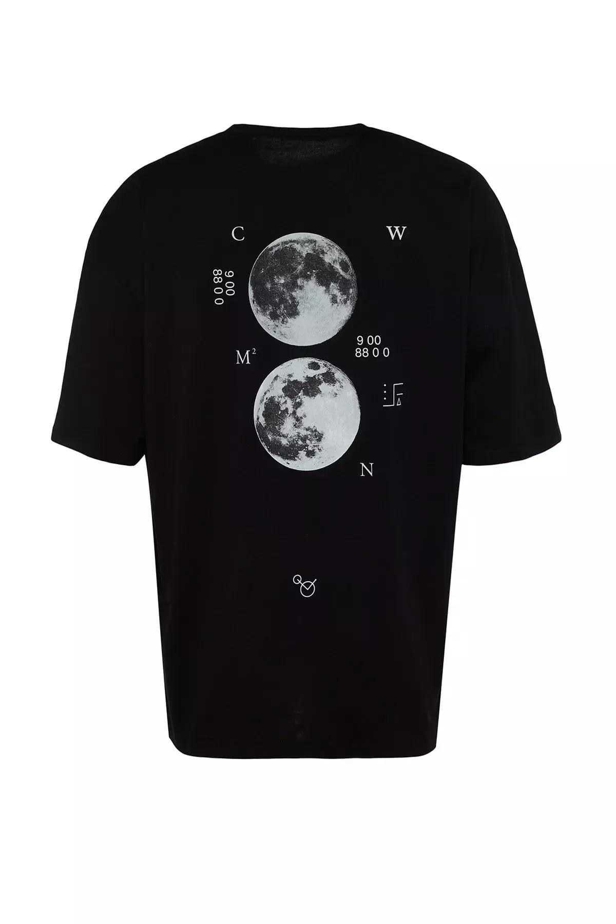 Black Printed Oversize T-Shirt, Black, large image number 6