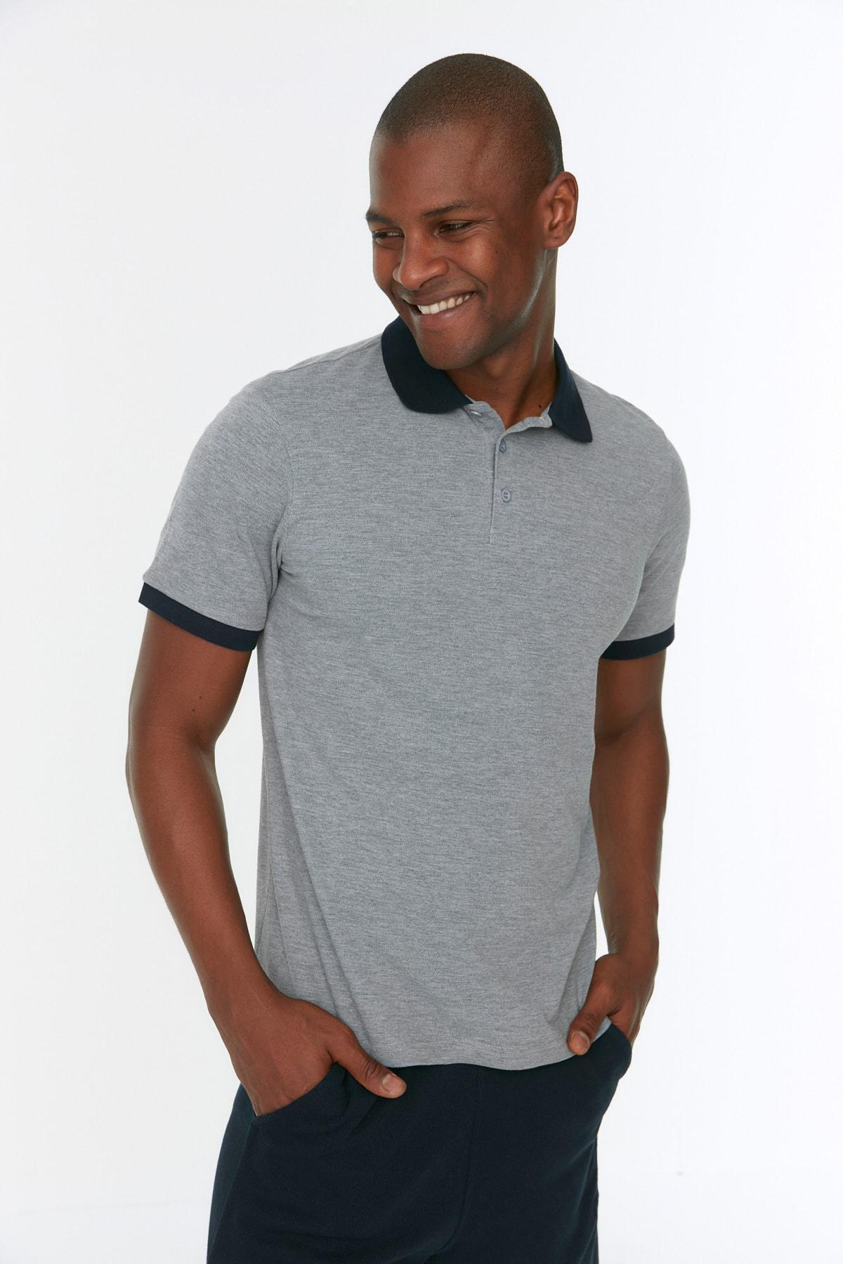 Grey Slim Polo T-Shirt, Gray, large image number 0