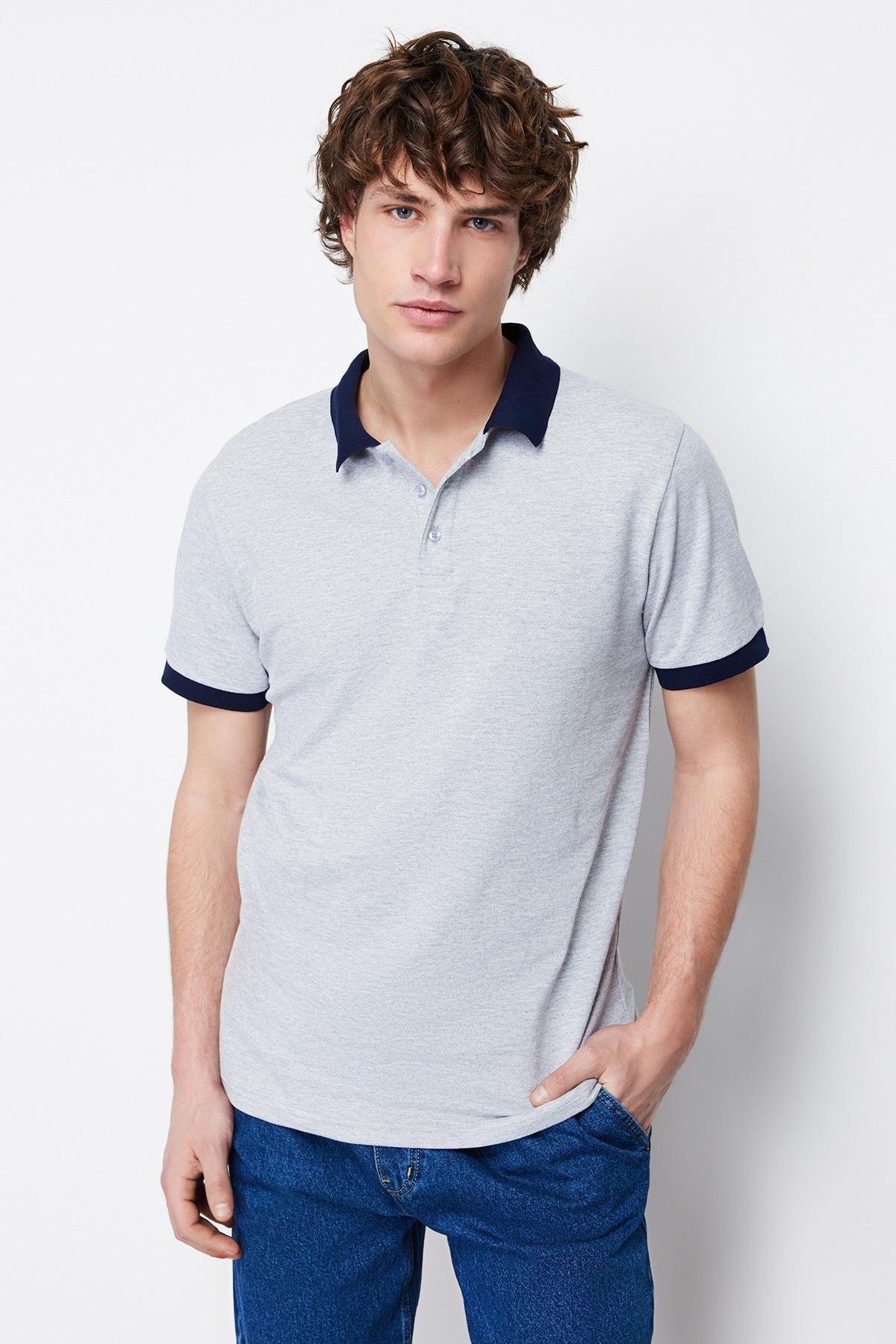 Grey Slim Polo T-Shirt, Gray, large image number 2