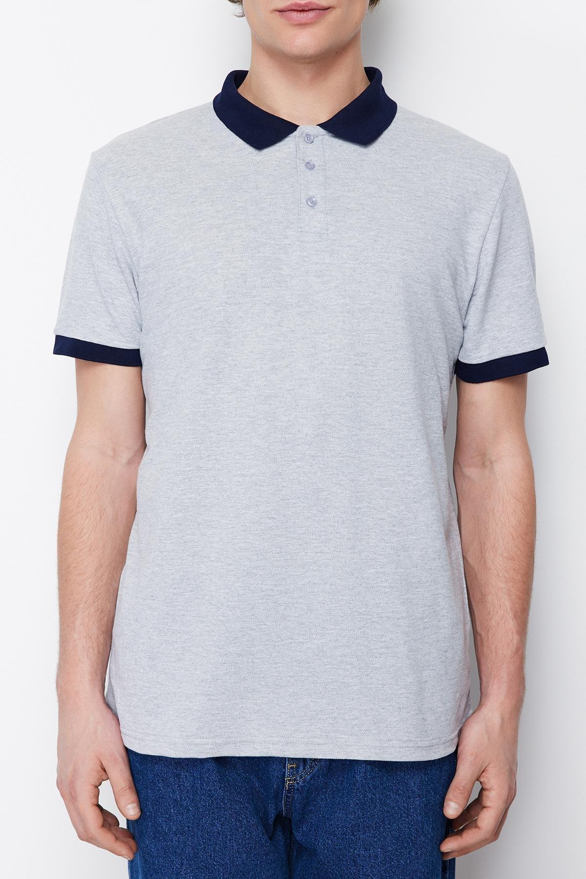 Grey Slim Polo T-Shirt, Gray, large image number 4