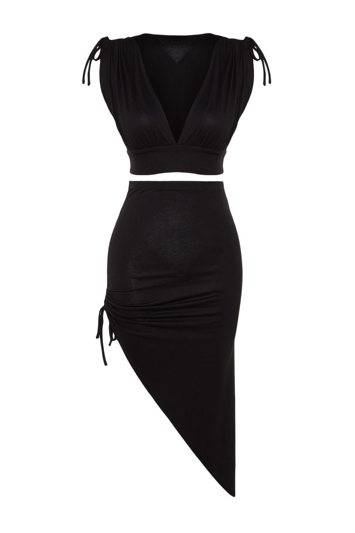 Black V-Neck Co-Ord Set, , large image number 6