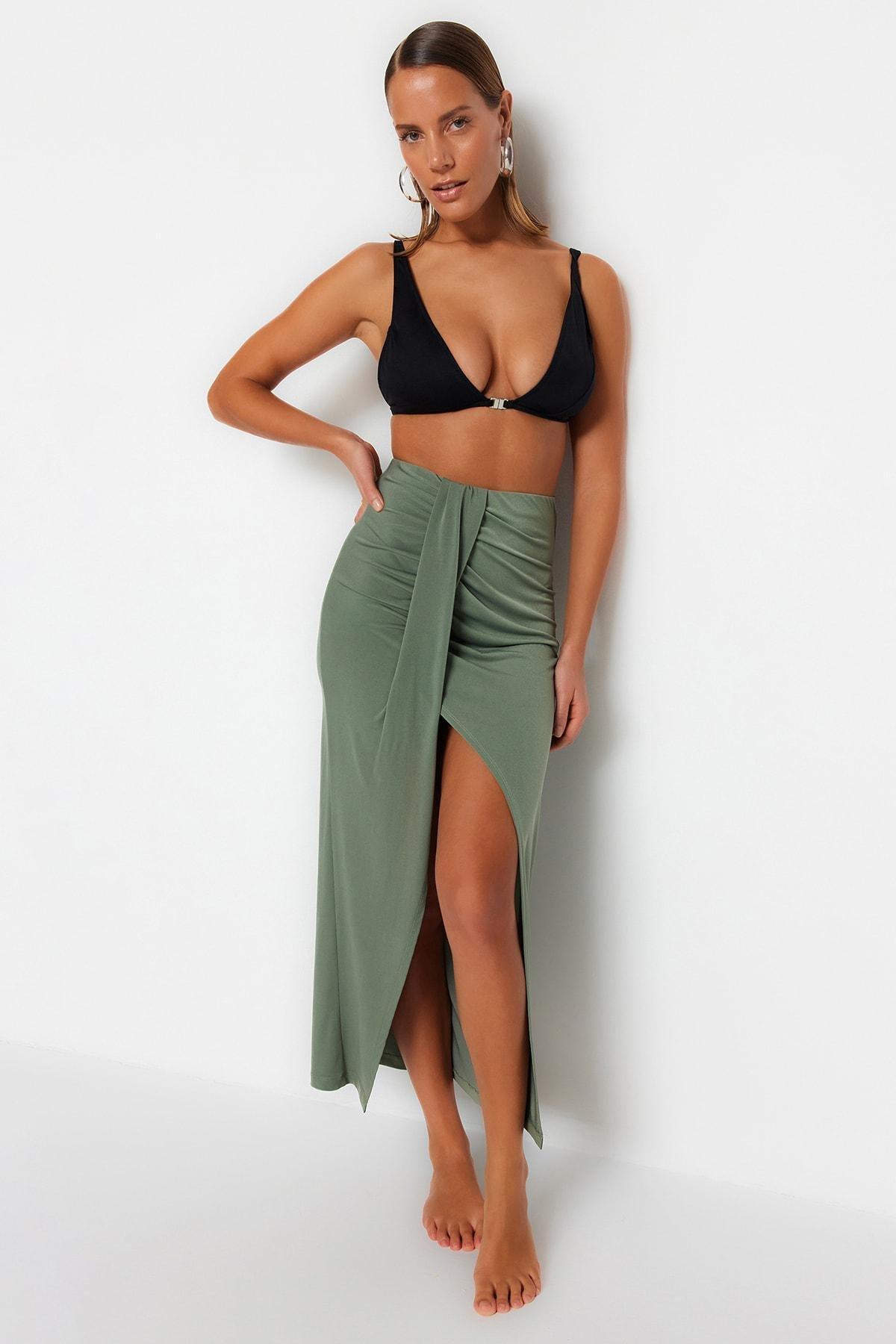 Khaki Maxi Pencil Skirt, , large image number 0