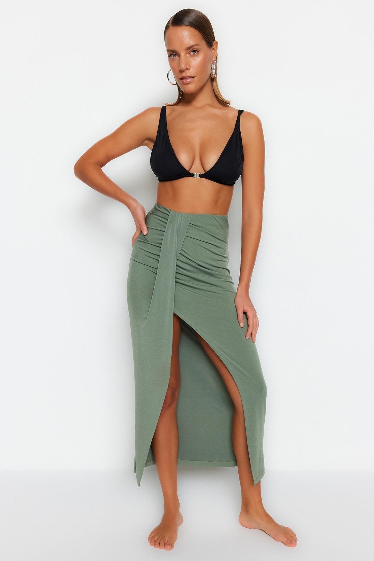 Khaki Maxi Pencil Skirt, , large image number 1