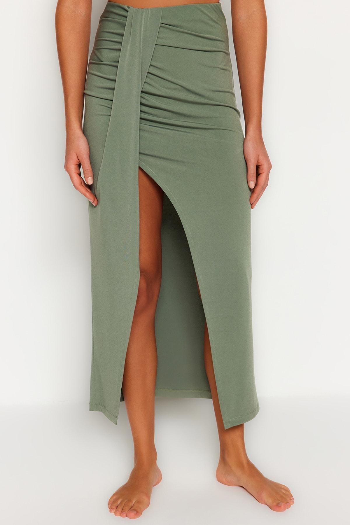 Khaki Maxi Pencil Skirt, , large image number 2