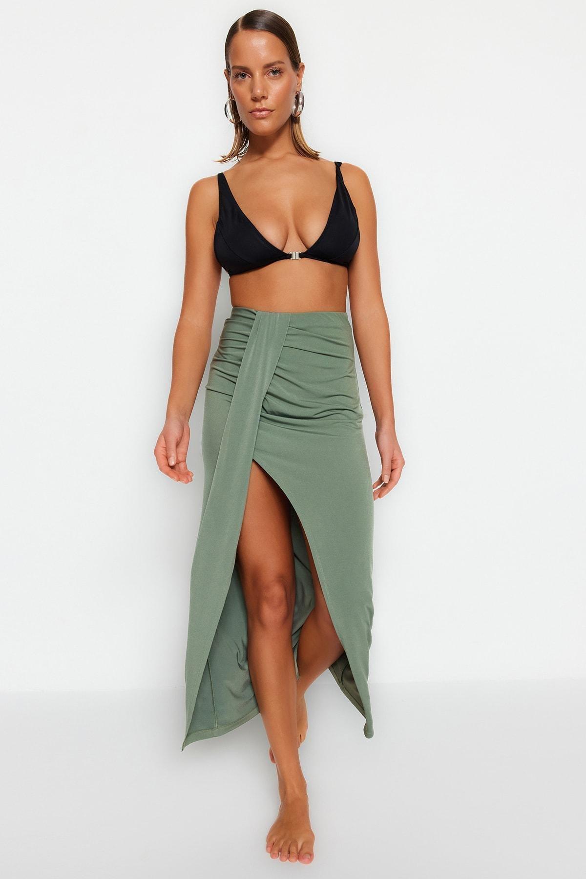 Khaki Maxi Pencil Skirt, , large image number 3