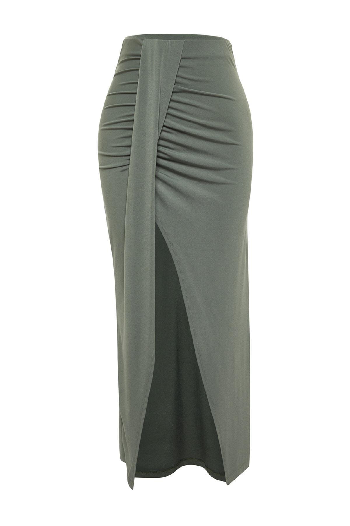 Khaki Maxi Pencil Skirt, , large image number 5