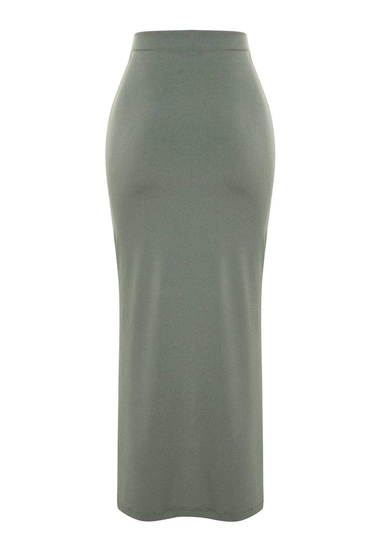 Khaki Maxi Pencil Skirt, , large image number 7