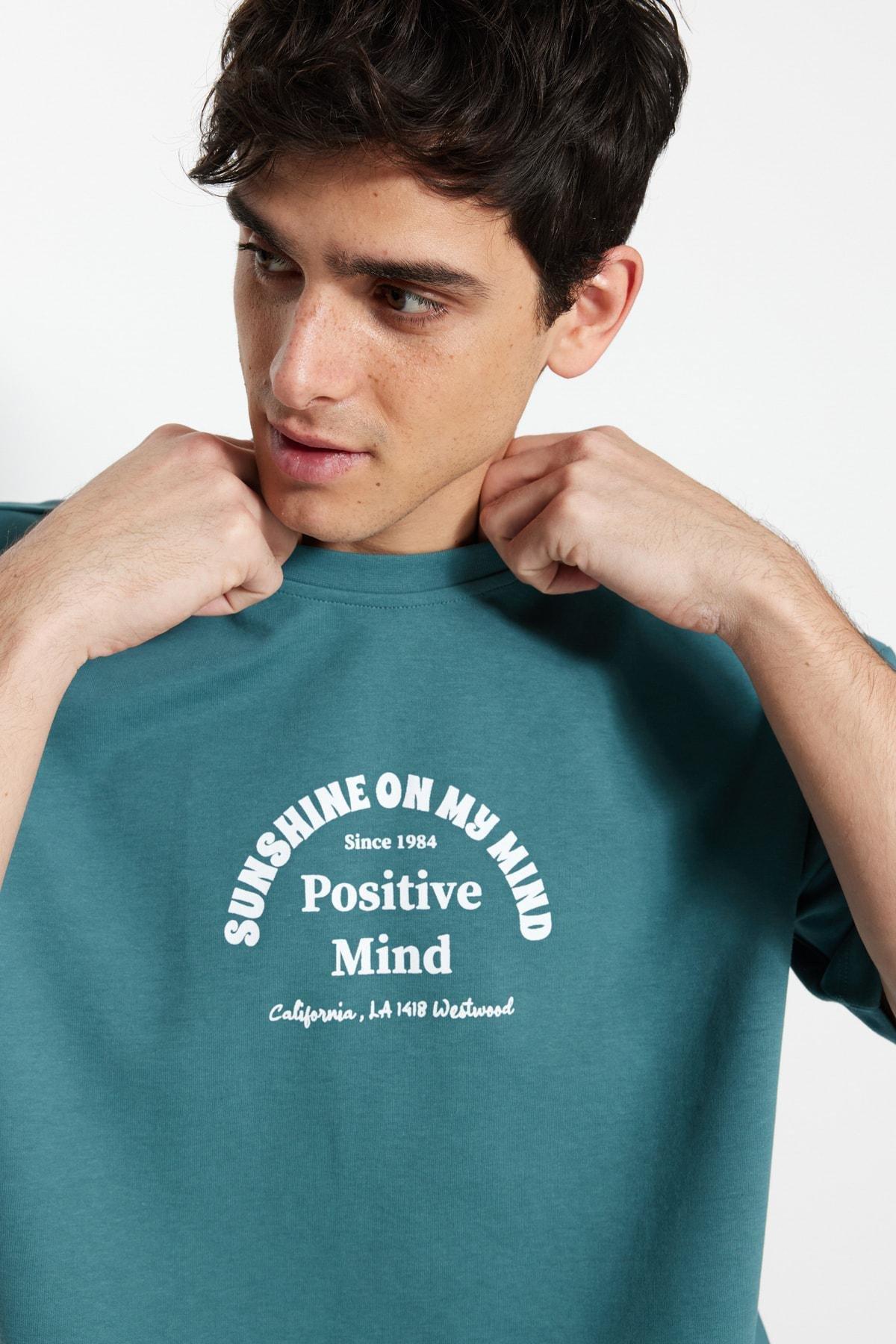 Blue Printed Oversize T-Shirt, , large image number 1