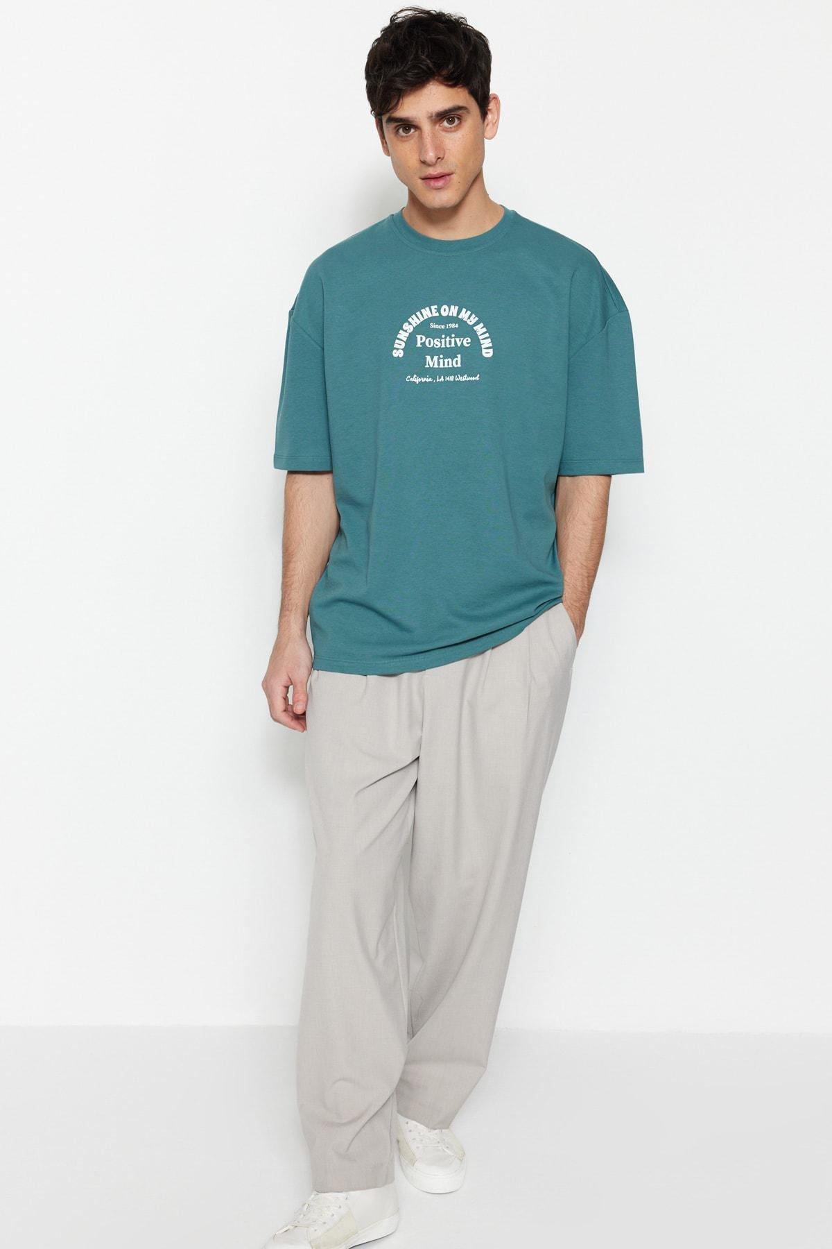 Blue Printed Oversize T-Shirt, , large image number 2