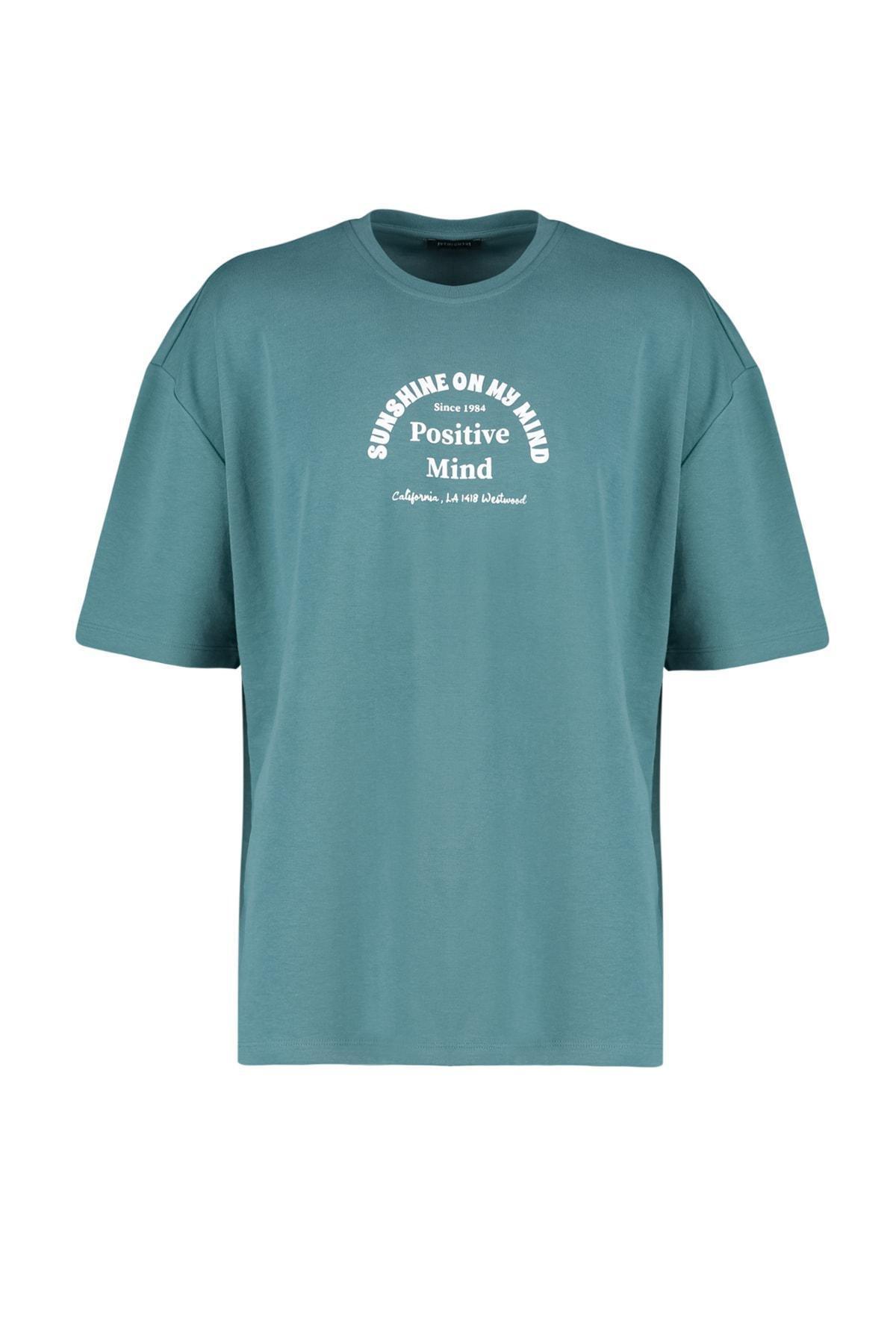 Blue Printed Oversize T-Shirt, , large image number 4