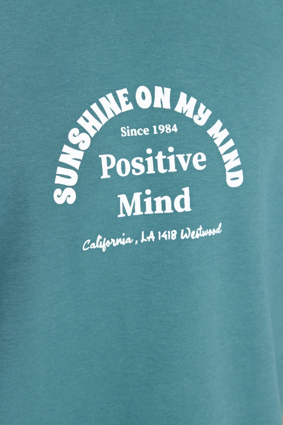 Blue Printed Oversize T-Shirt, , large image number 5