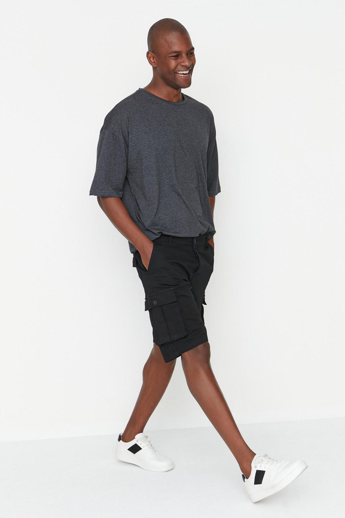 Black Mid Waist Shorts, , large image number 0
