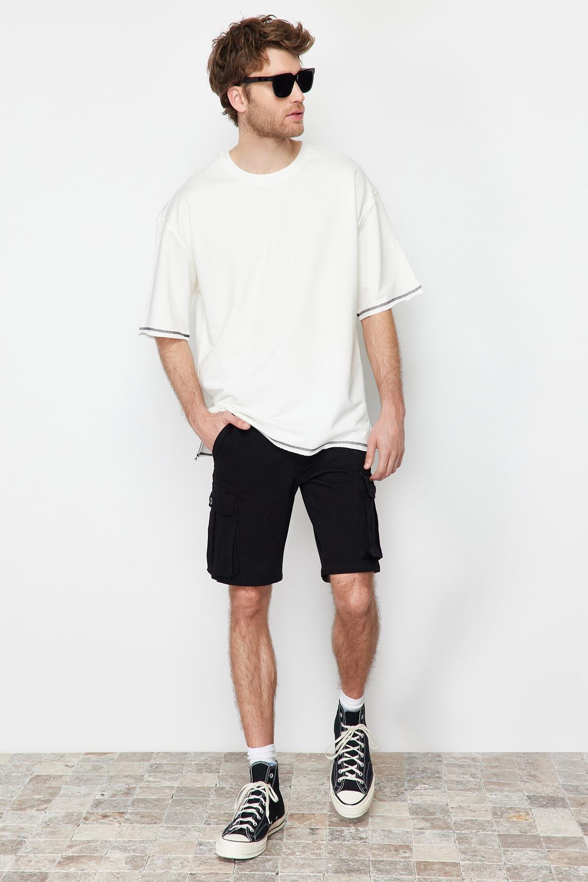 Black Mid Waist Shorts, , large image number 2