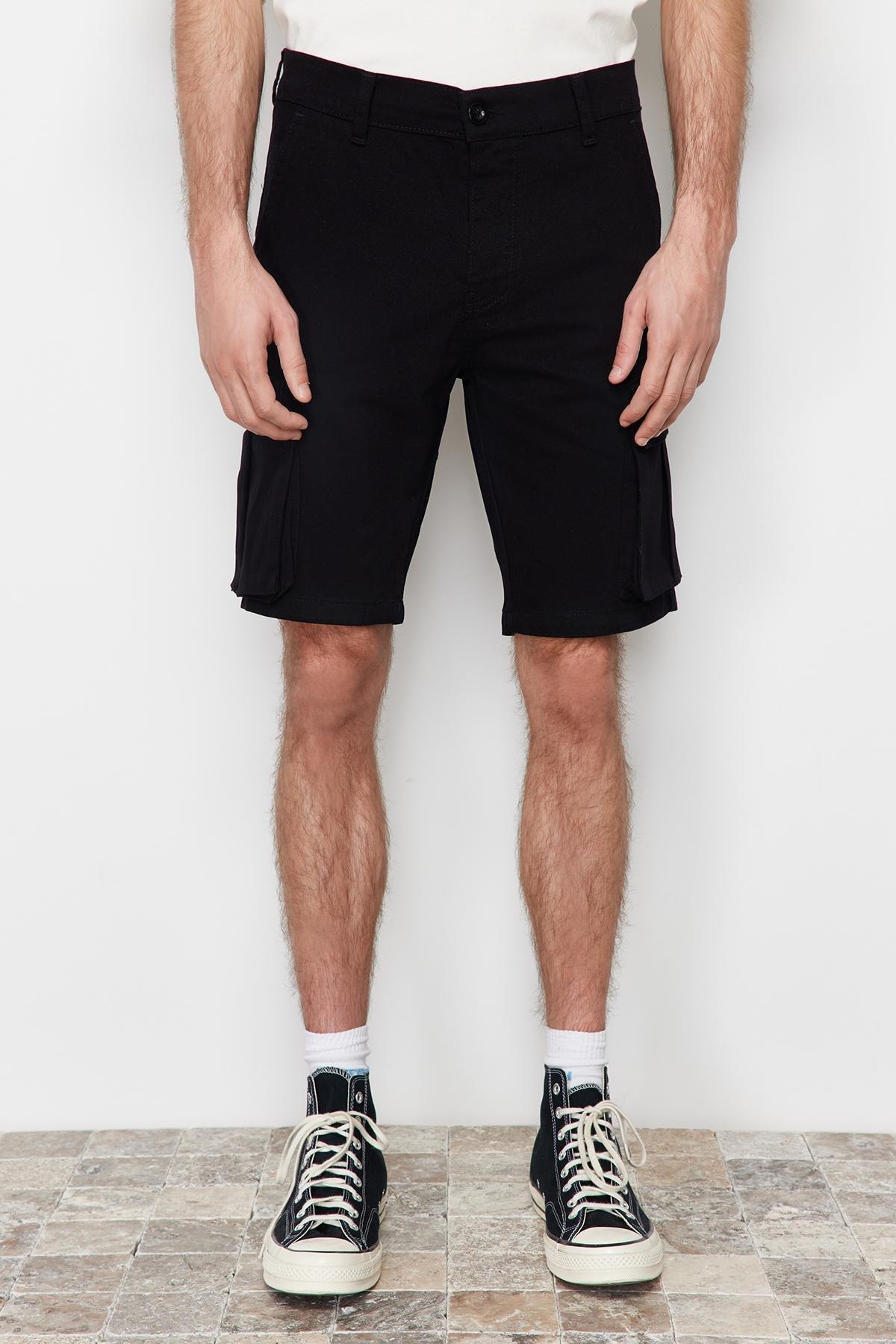 Black Mid Waist Shorts, , large image number 4