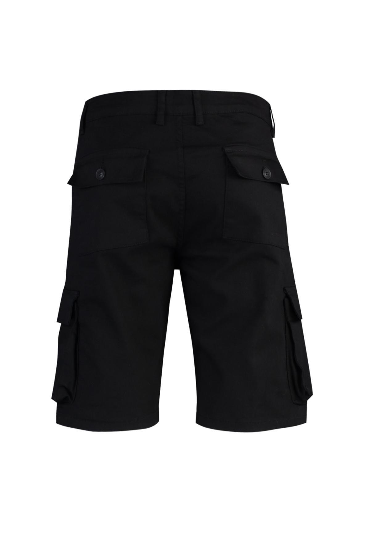 Black Mid Waist Shorts, , large image number 6