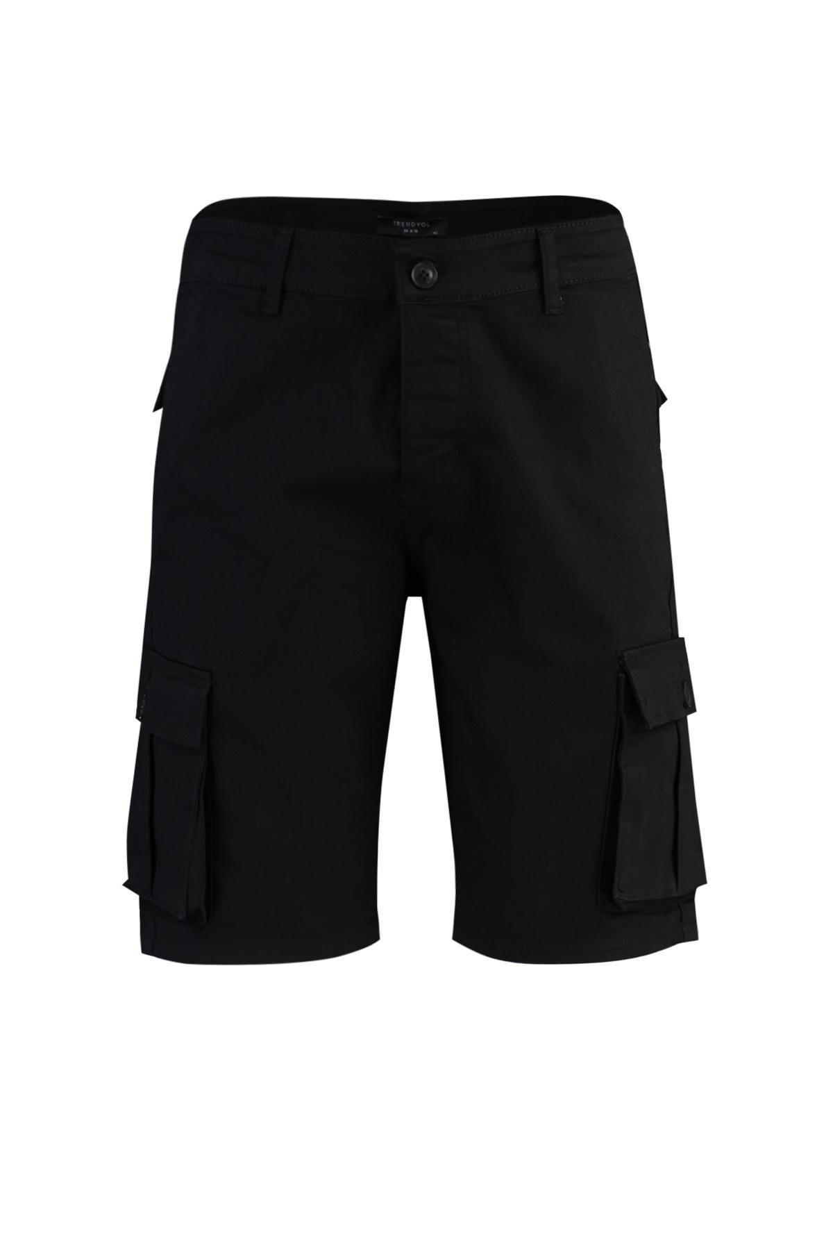 Black Mid Waist Shorts, , large image number 7