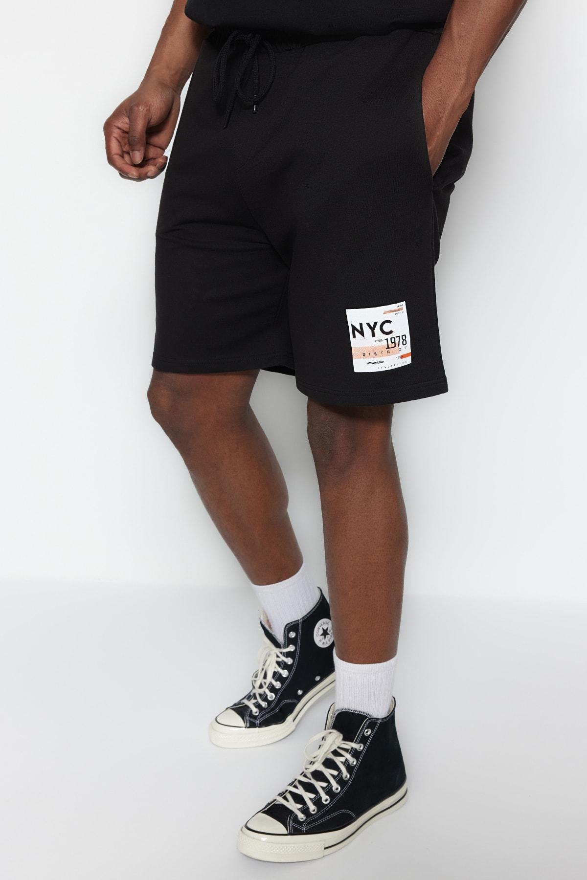 Black Printed Plus Size Shorts, , medium
