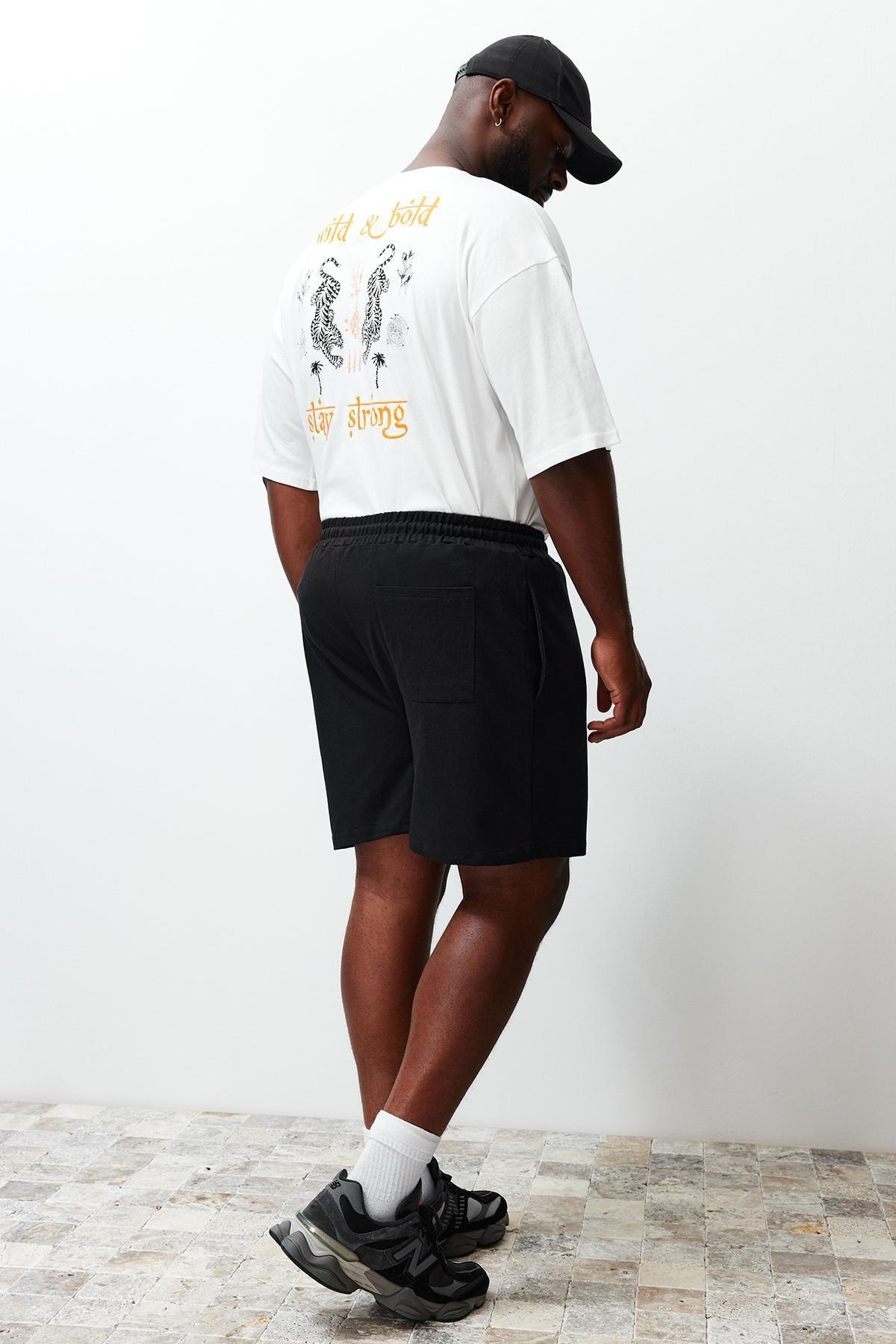 Black Printed Plus Size Shorts, , large image number 11