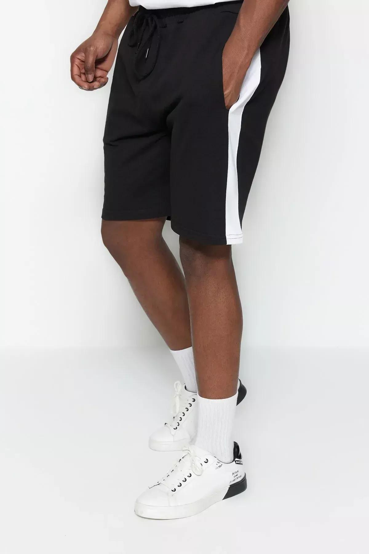 Black Printed Plus Size Shorts, Black, large image number 6