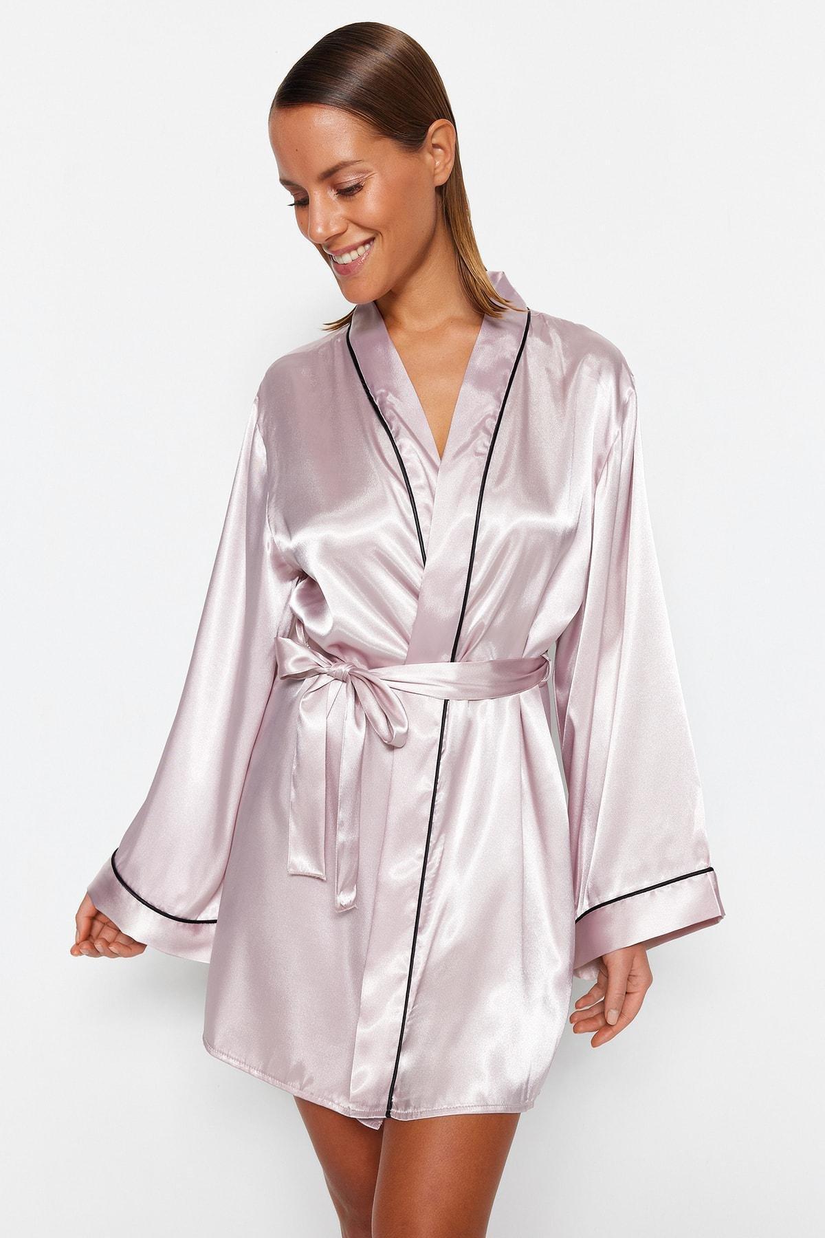 Pink Satin Dressing Gown, , large image number 2