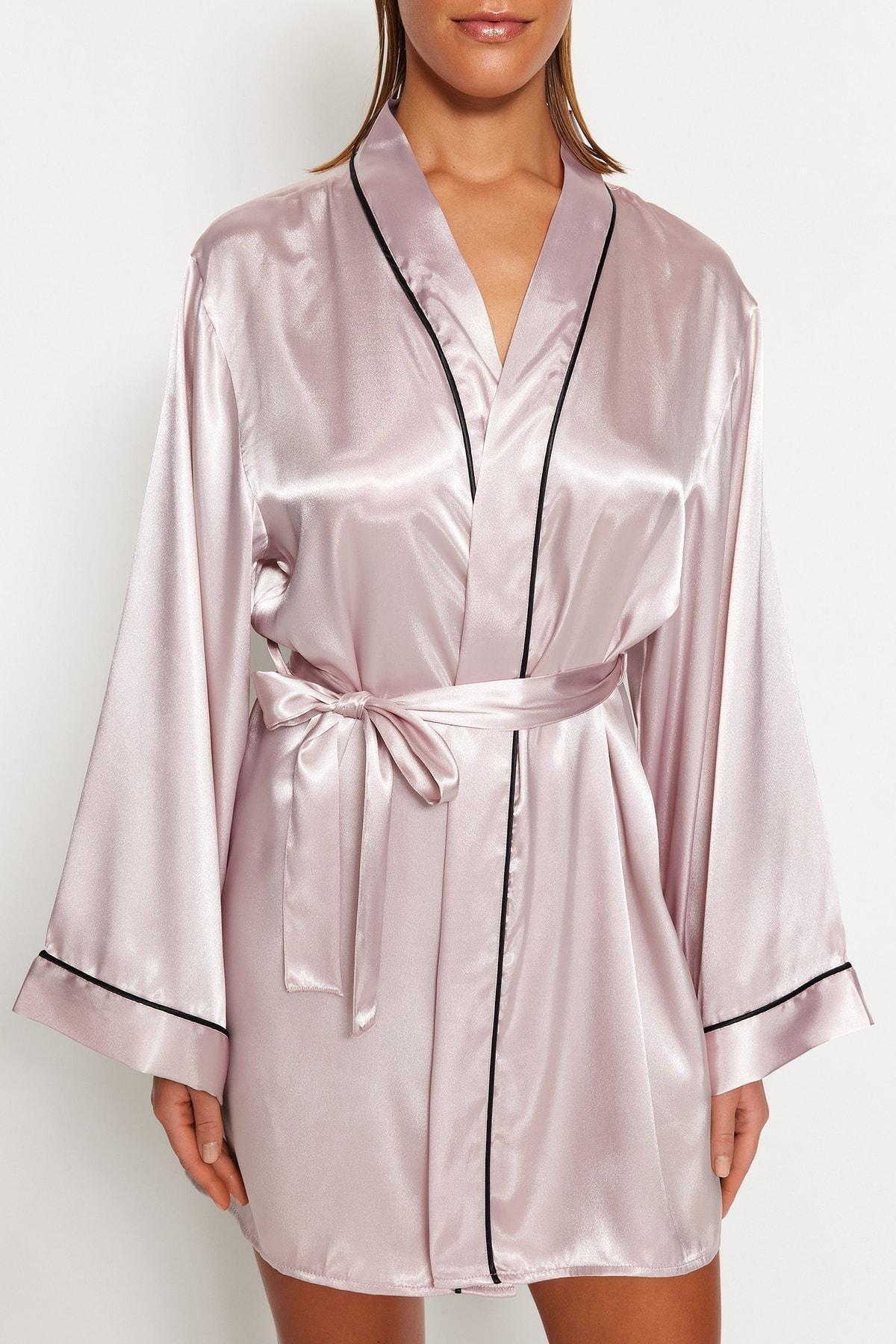 Pink Satin Dressing Gown, , large image number 3