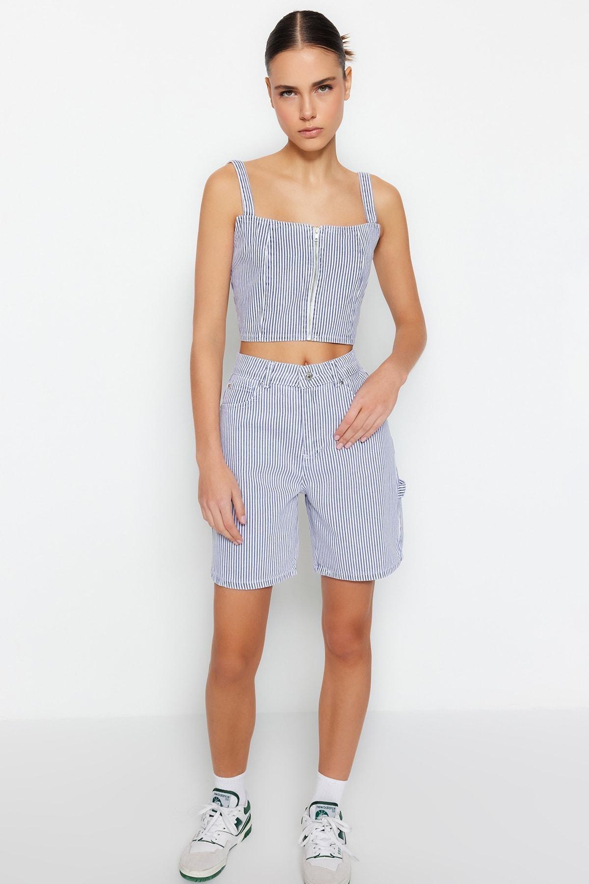 White Denim Crop Top, , large image number 2