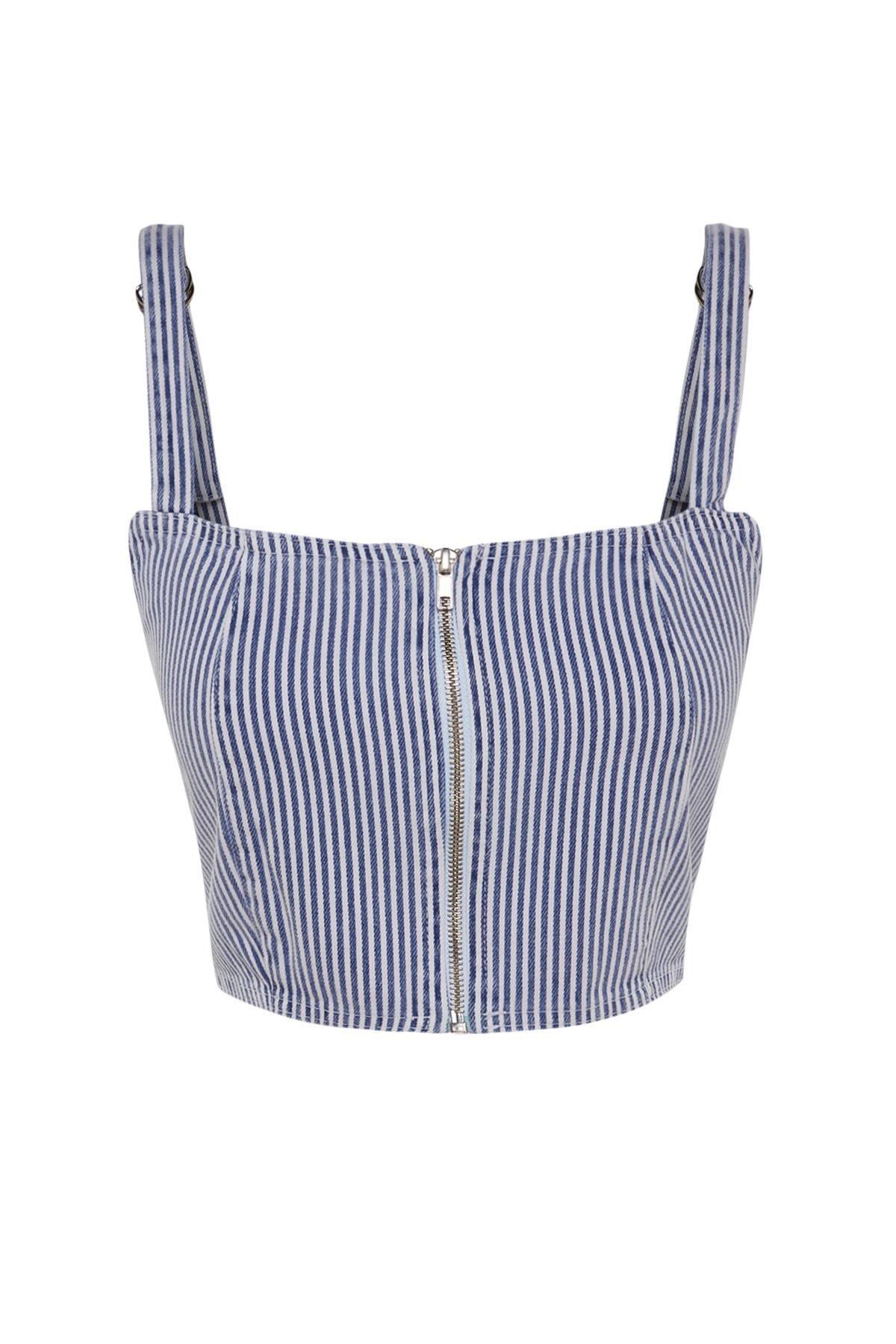 White Denim Crop Top, , large image number 5