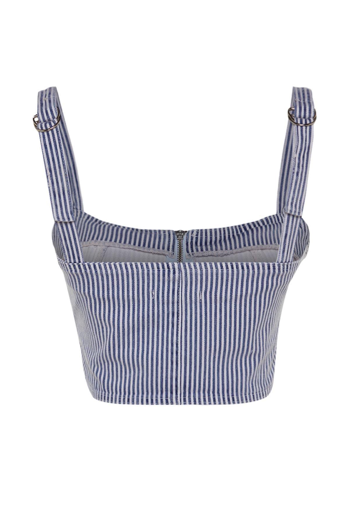 White Denim Crop Top, , large image number 6