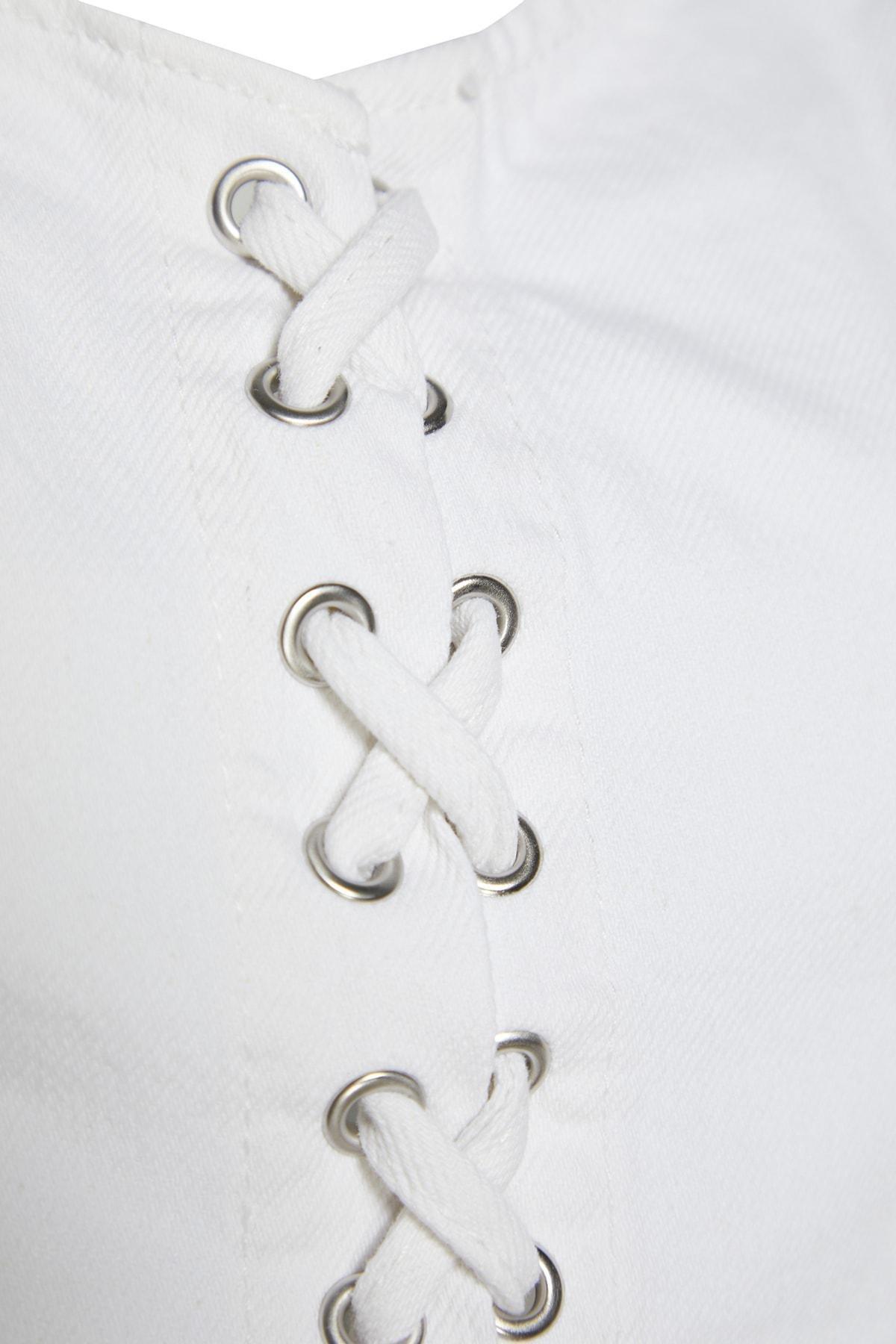 White Denim Crop Top, , large image number 6
