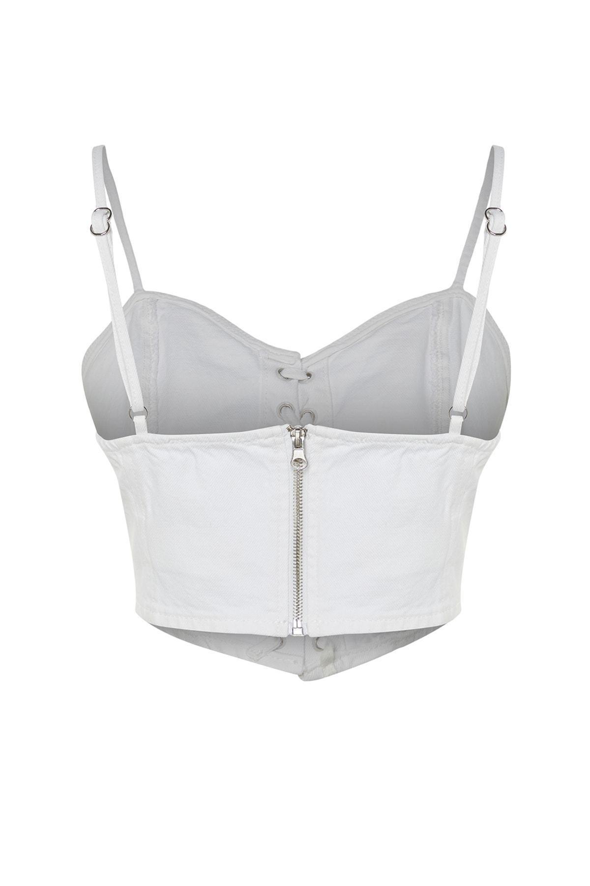 White Denim Crop Top, , large image number 7