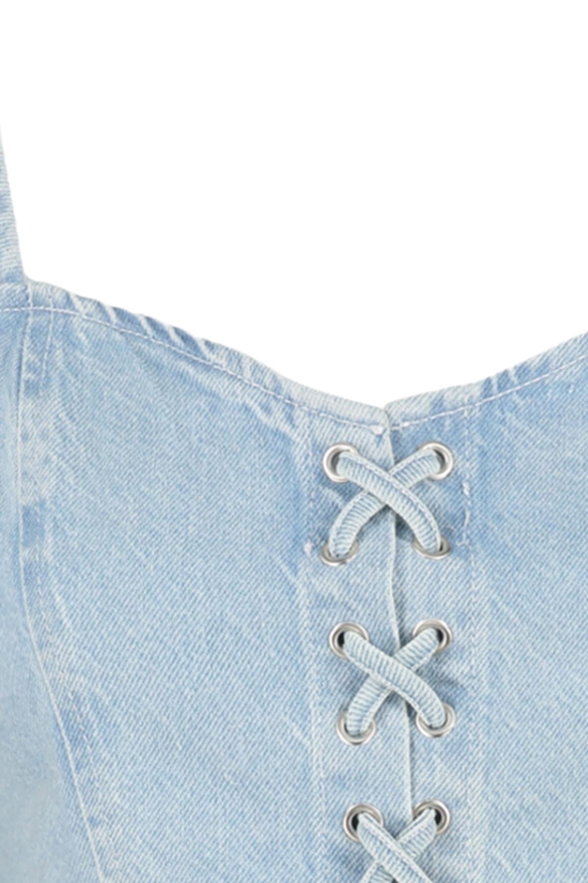 Blue Denim Crop Top, , large image number 6