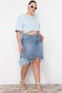 Trendyol - Blue Pencil Mini Plus Size Skirt