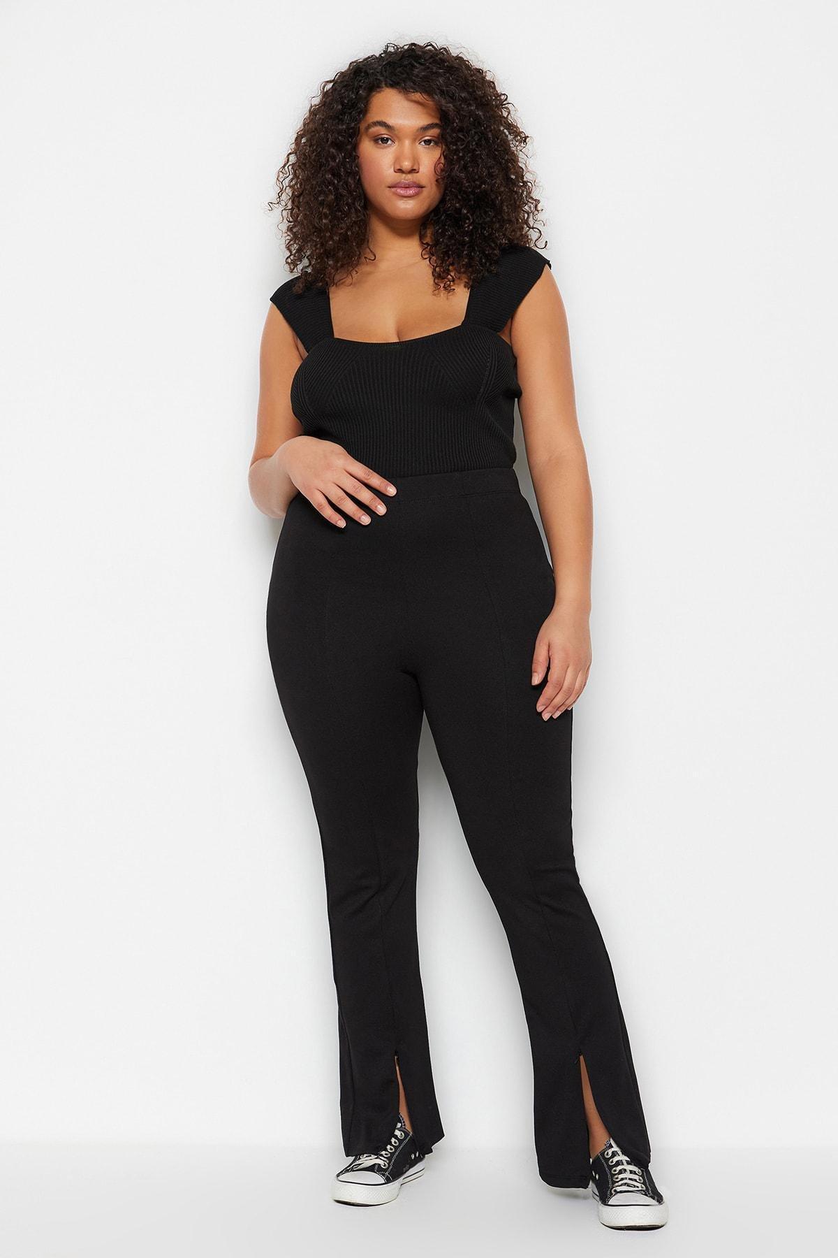 Trendyol Curve Plus Size Pants - Black - Flare - Trendyol